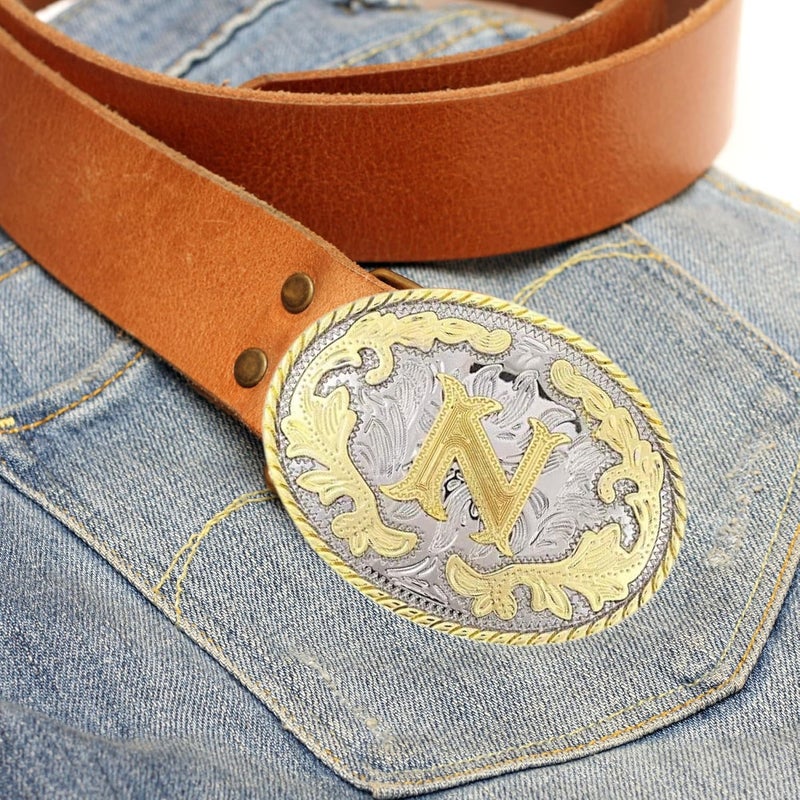 WMG Western Belt Buckle Initial Letters ABCDMRJ to Z Cowboy Belt Buckle, Rodeo Buckles for Men & Women - Image 5